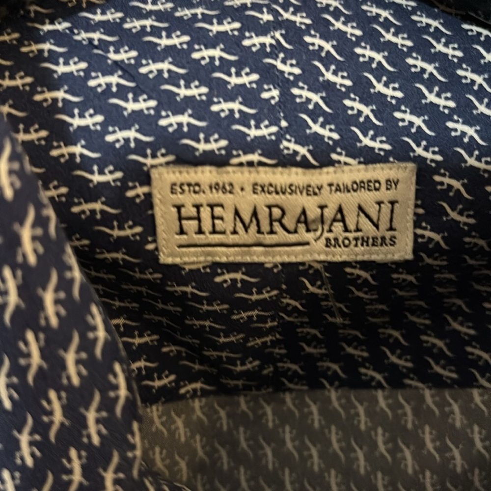 Men's Blue Patterned Shirt Lizard Pattern - image 4